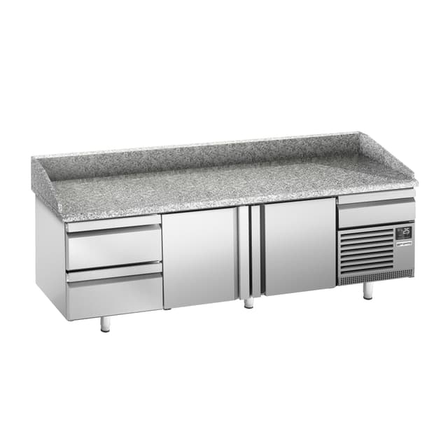 Pizzakühltisch Premium PLUS - 2305x800mm - mit 2 Türen & 2 Schubladen