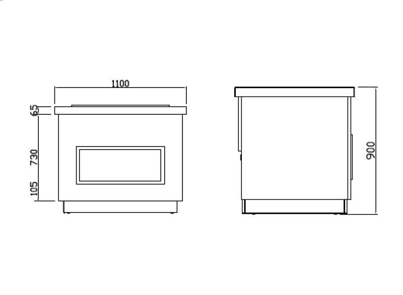 Buffettheke PRAG - 1100mm - mit Bainmarie - für 2x GN 1/1