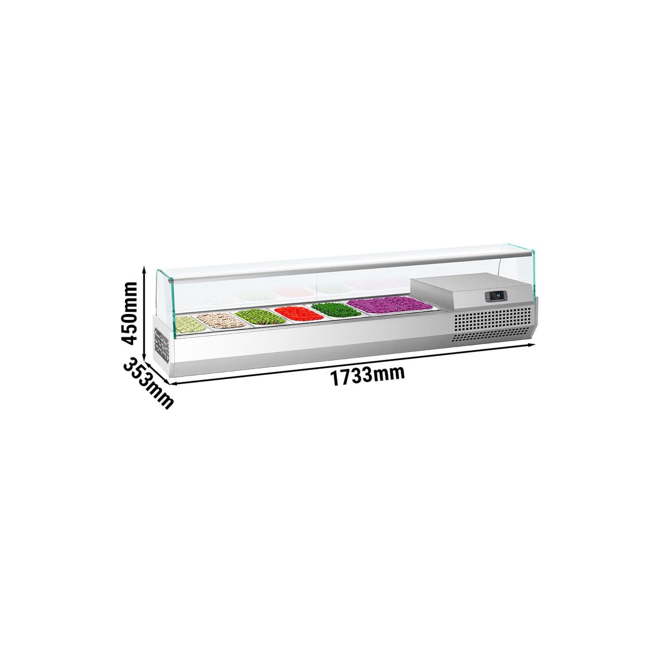 Kühlaufsatzvitrine Premium PLUS - 1733x353mm - 7x GN 1/4