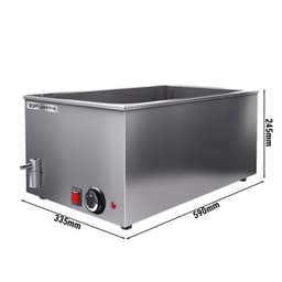 Elektro Bain-Marie - 1,2 kW - für GN 1/1 mit 150mm Höhe: - mit Ablasshahn