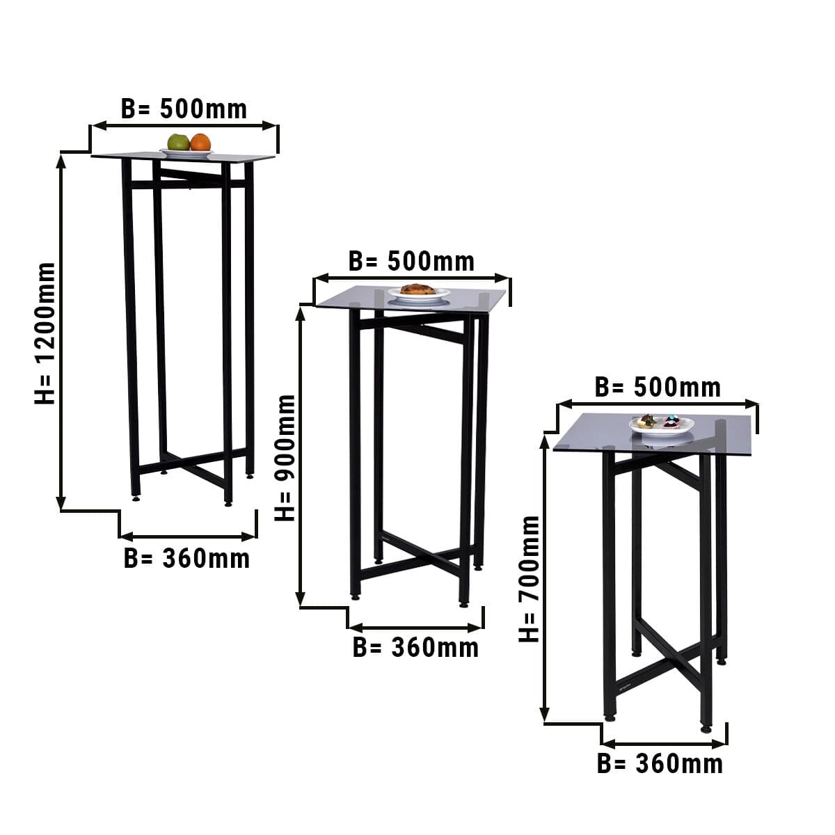 (3 Stück) Beistell-/ Couchtisch Set - klappbar Höhe: 700, 900 & 1200mm