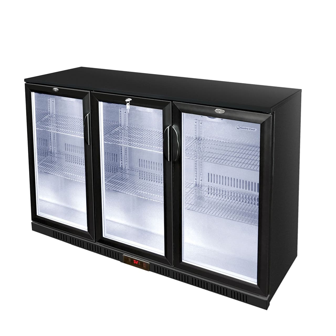 GASTRO-COOL | Barkühlschrank - 1350mm - 312 Liter - mit 3 Glasflügeltüren - Schwarz