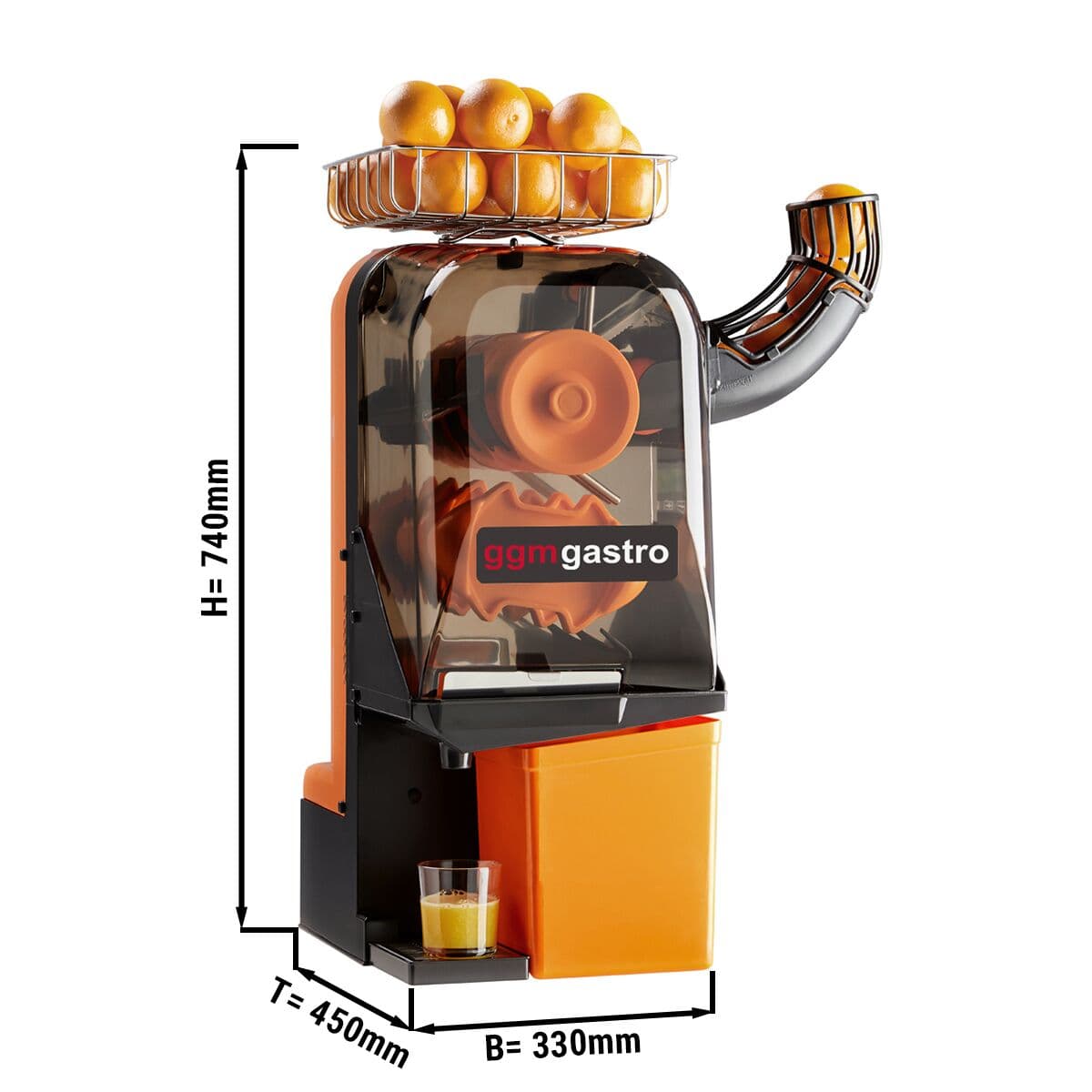 Elektrische Orangenpresse - Orange - Manuelle Fruchtzufuhr - inkl. Reinigungsmodus