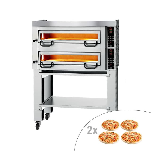 Elektro Pizzaofen Power - 4+4 34cm - Digital - inkl. Haube, Untergestell & Rollen