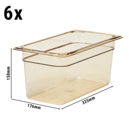 (6 Stück) CAMBRO | H-PAN™ -  Hitzebeständige GN 1/3 Behälter - Bernstein - Tiefe: 150mm