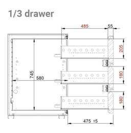 Biertheke Premium PLUS - 2500x700mm - 2 Türen & 3 Schubladen