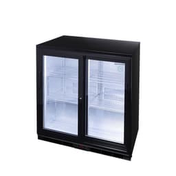 GASTRO-COOL | Barkühlschrank - 900mm - 200 Liter - mit 2 Glasschiebetüren - Schwarz