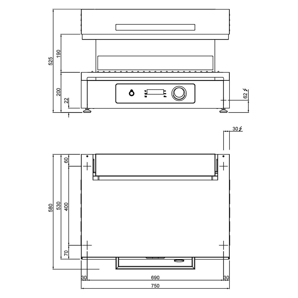 Elektro Pita Ofen/ Salamander - 6 kW - 220 Volt - Elektronische Steuerung