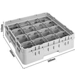 CAMBRO | CAMRACK® - Tassenspülkorb 1/1 - mit 16 Fächer - 500x500mmn - Grau