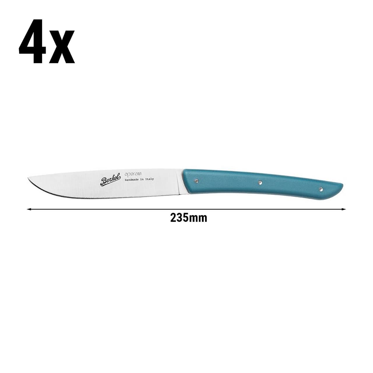 (4 Stück) BERKEL | Steakmesser - Petrolblau - Klinge: 110mm