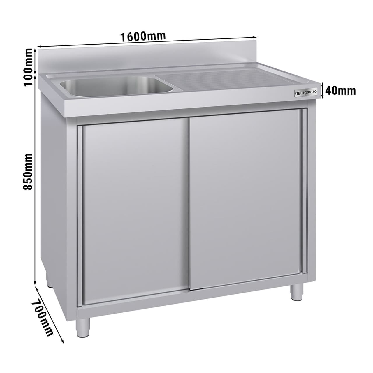 Spülschrank ECO - 1600x700mm - mit 1 Becken links