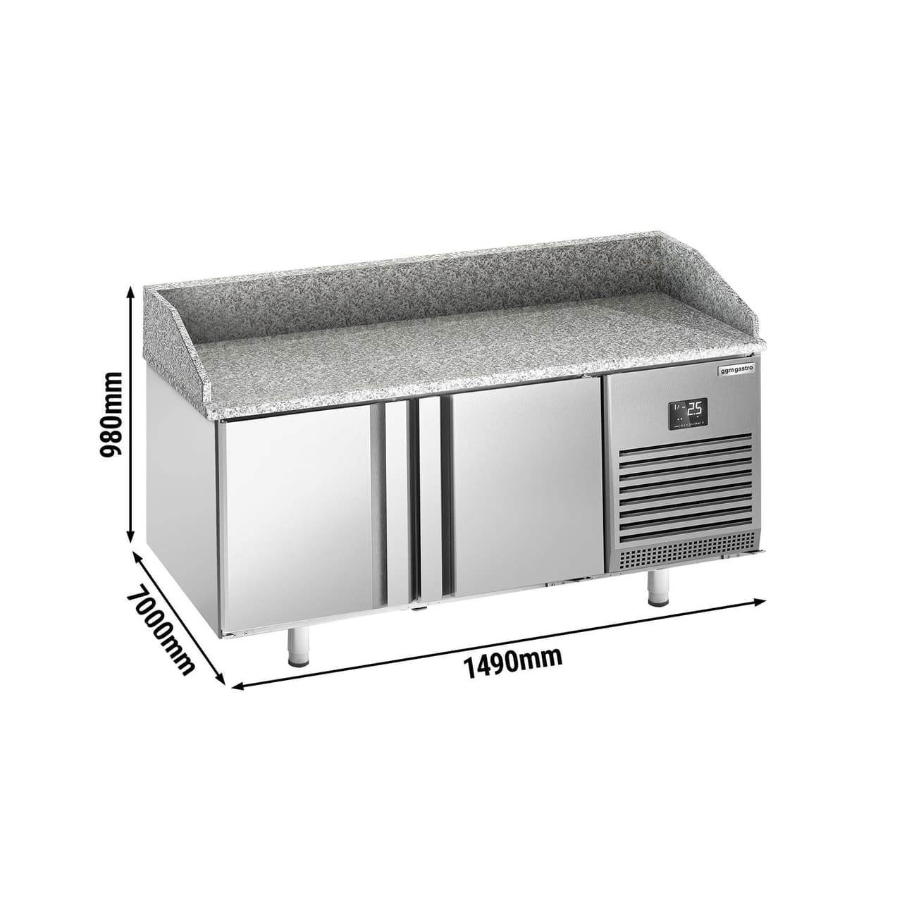 Pizzakühltisch Premium PLUS - 1490x700mm - mit 2 Türen