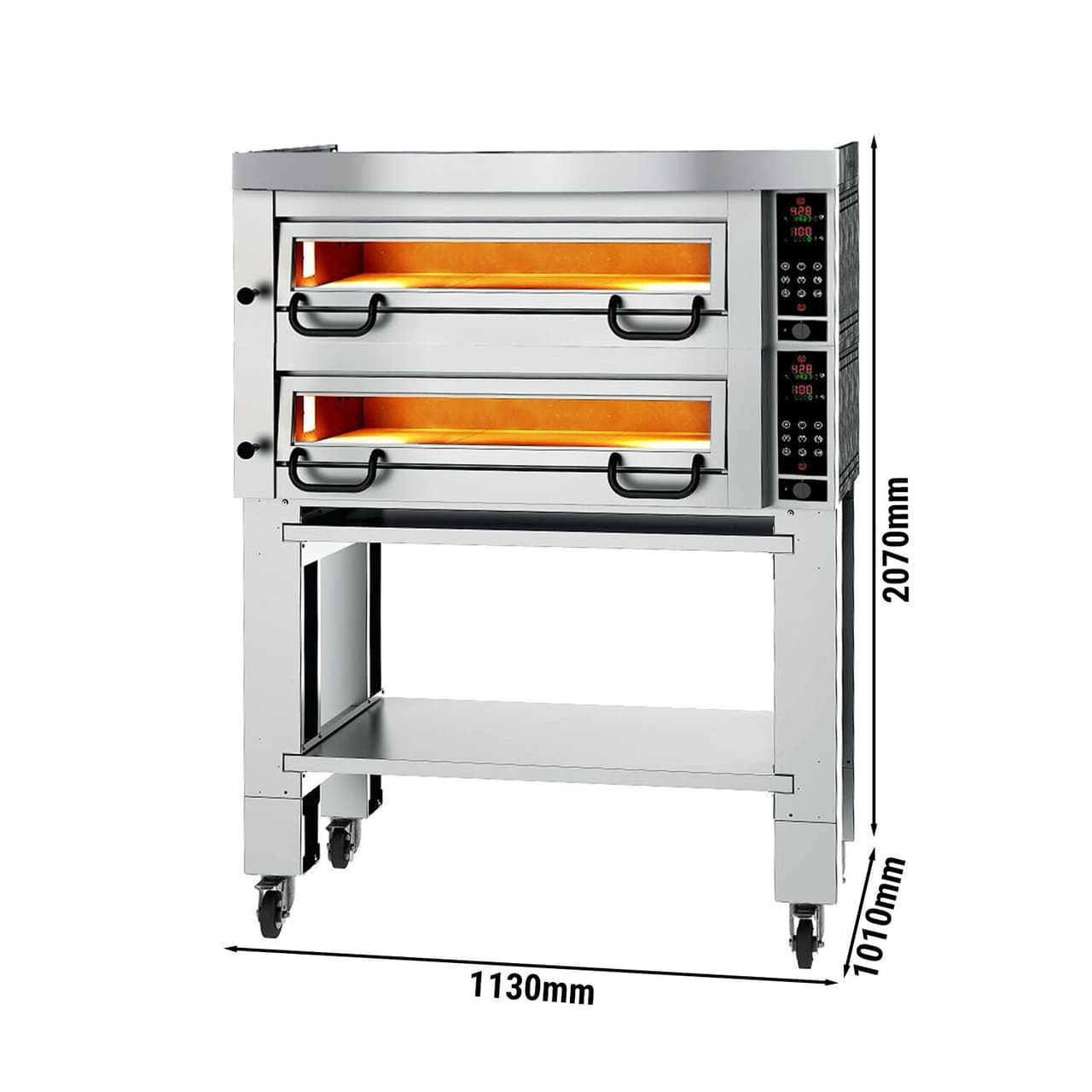 Elektro Pizzaofen Power - 4+4 34cm - Digital - inkl. Haube, Untergestell & Rollen