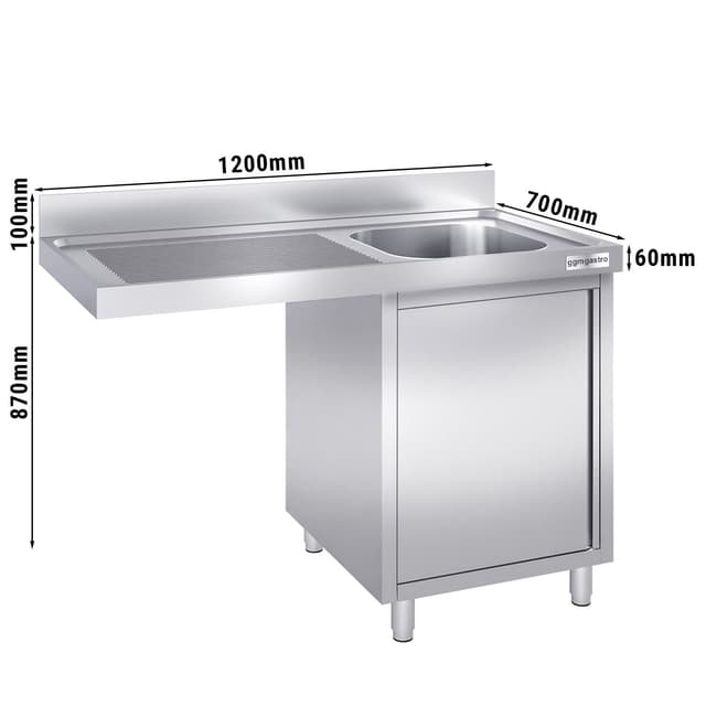 Spülmaschinen-Spülschrank - 1200x700mm - mit 1 Becken rechts