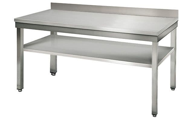 Edelstahl Arbeitstisch ECO - 1600x600mm - mit Grundboden & Aufkantung