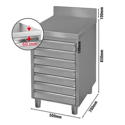 Schubladenschrank ECO mit 6 Schubladen für Pizzateigbällchen & Aufkantung - 500x700mm