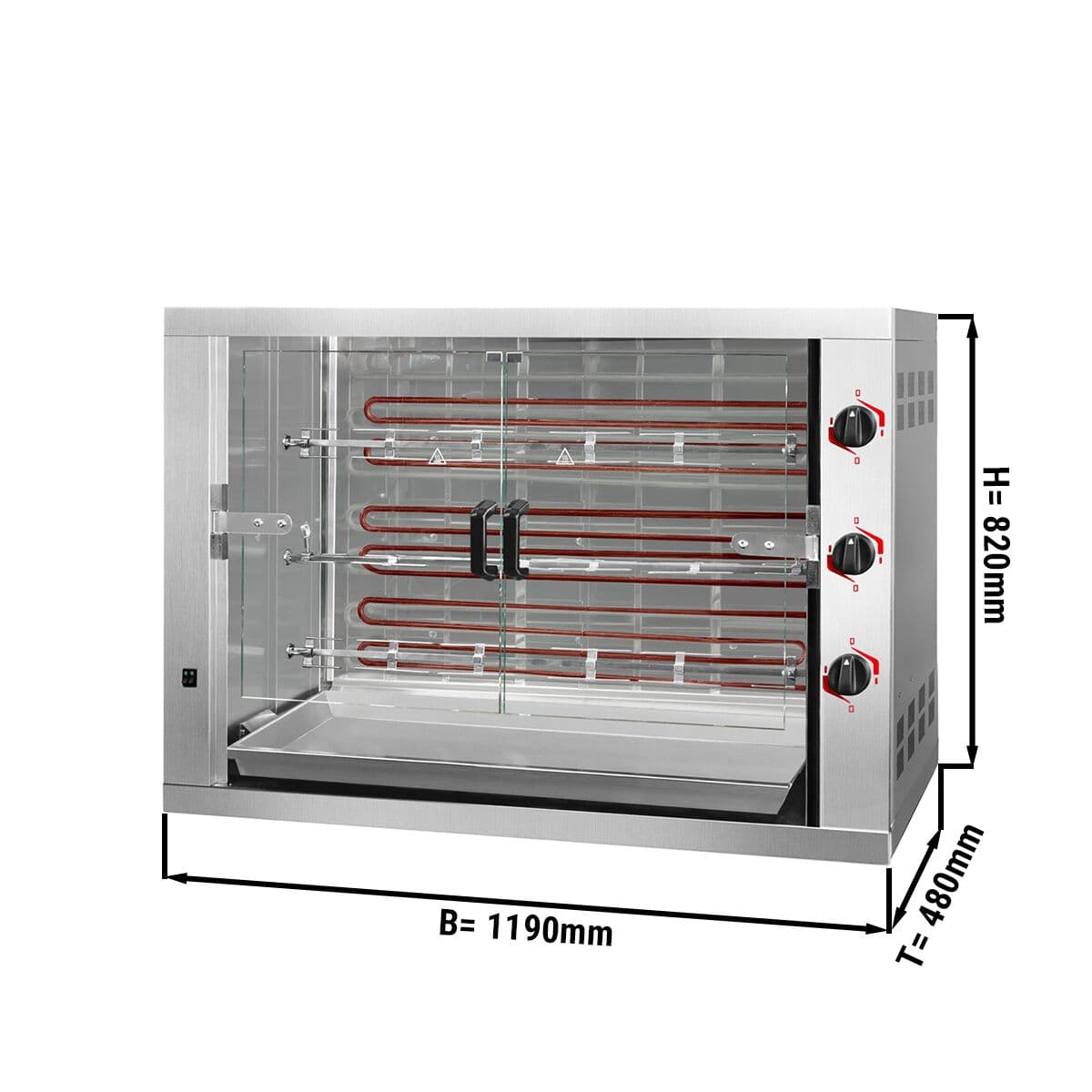 Elektro Hähnchengrill - 14,4kW - mit 3 Spießen für bis zu 18 Hähnchen