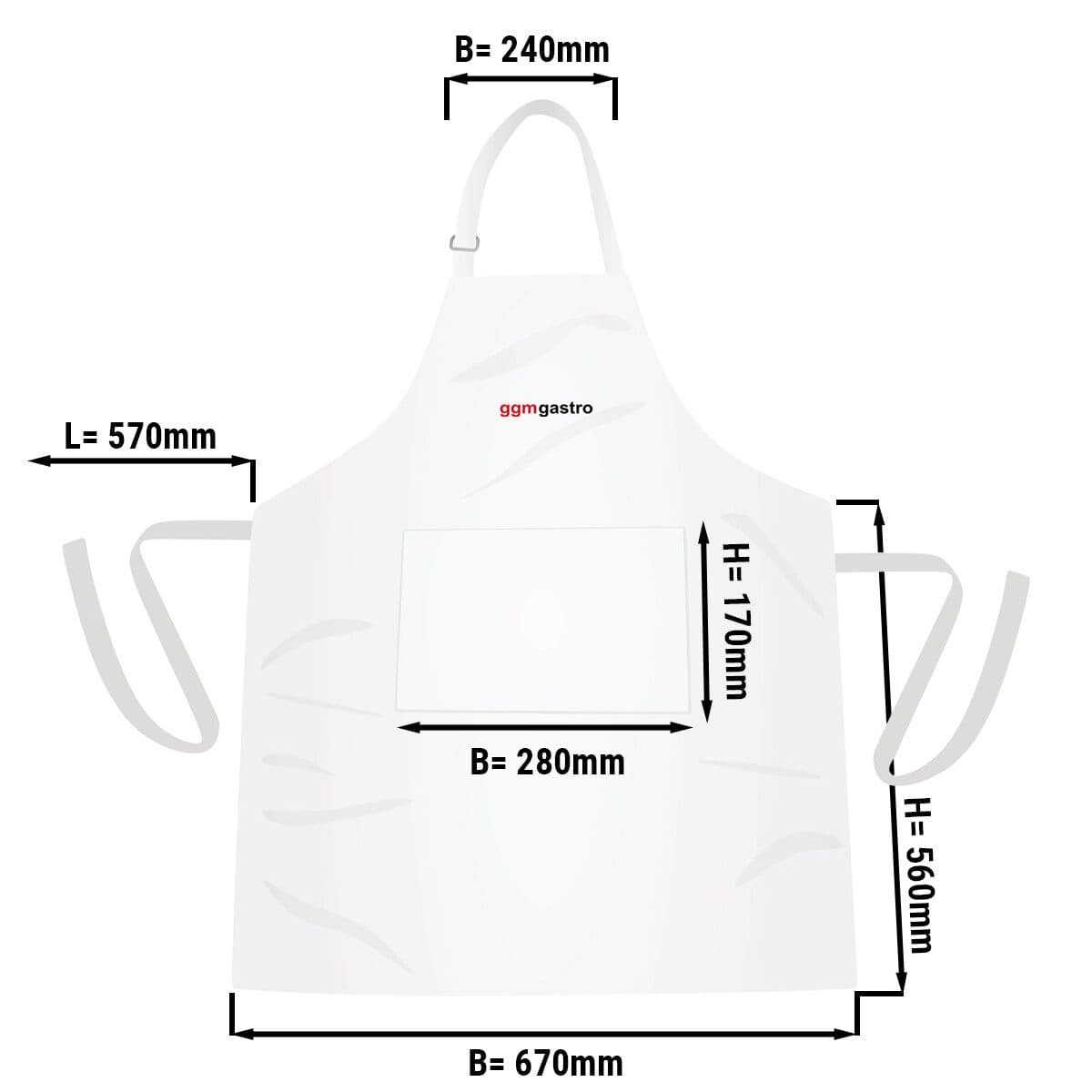 (5 Stück) Bistroschürze - Weiß - mit GGM Gastro Logo - B x H: 67 x 84 cm