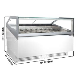 Eistheke ADAM - 1700mm - Umluft - für 18x 5 Liter oder 12x 7 Liter Eisbehälter - Weiß