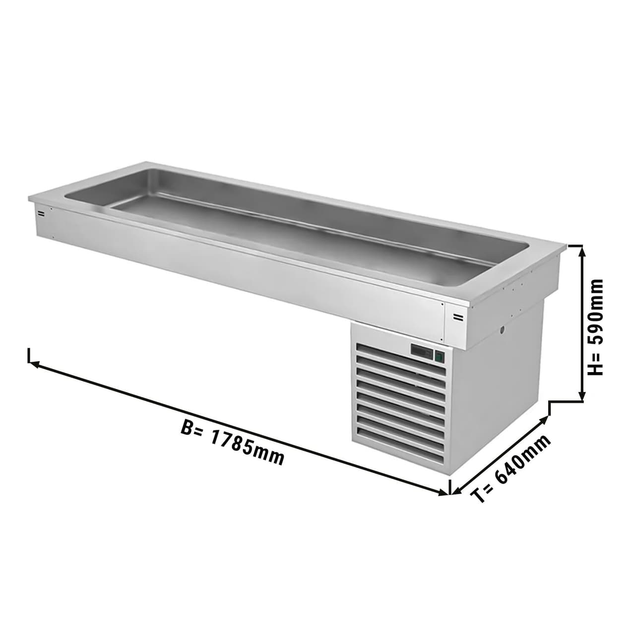 Einbau Kühlwanne - 1,8m - +2 ~ +8 °C - 5x GN 1/1