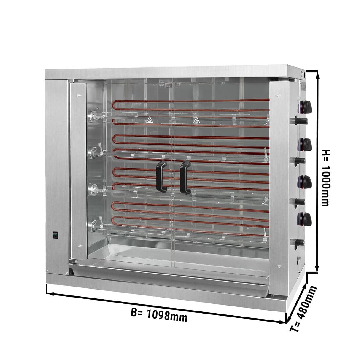 Elektro Hähnchengrill - 19,2kW - mit 4 Spießen für bis zu 24 Hähnchen