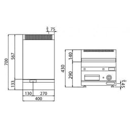 Elektro Bratplatte - 4 kW - Glatt - inkl. Unterbau mit 1 Tür