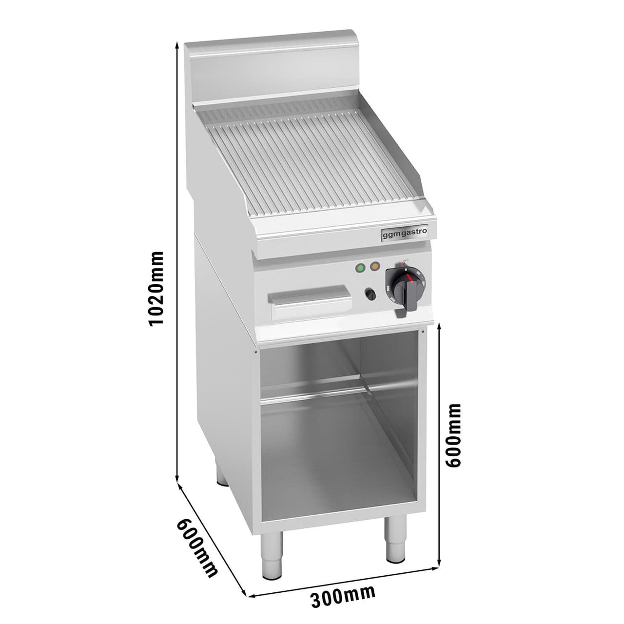 Elektro Bratplatte - 4 kW - Gerillt - inkl. Untergestell