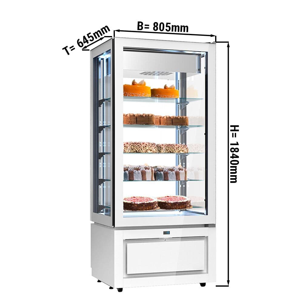 Panorama-Tiefkühlvitrine - 457 Liter - 800mm - 5 Ablagen - Weiß