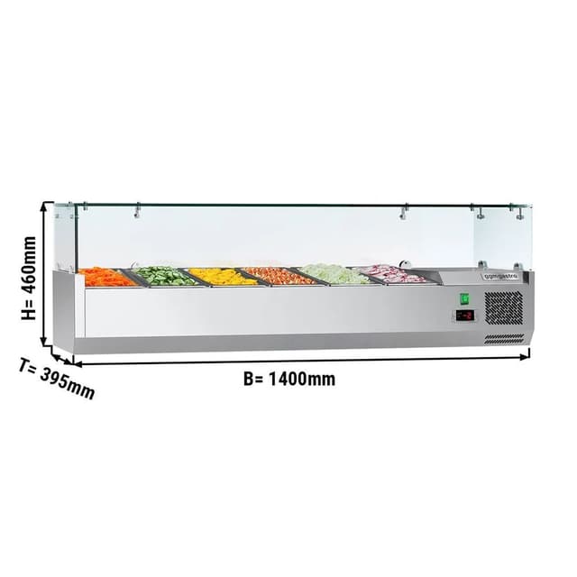 Kühlaufsatzvitrine ECO - 1400x395mm - 6x GN 1/3