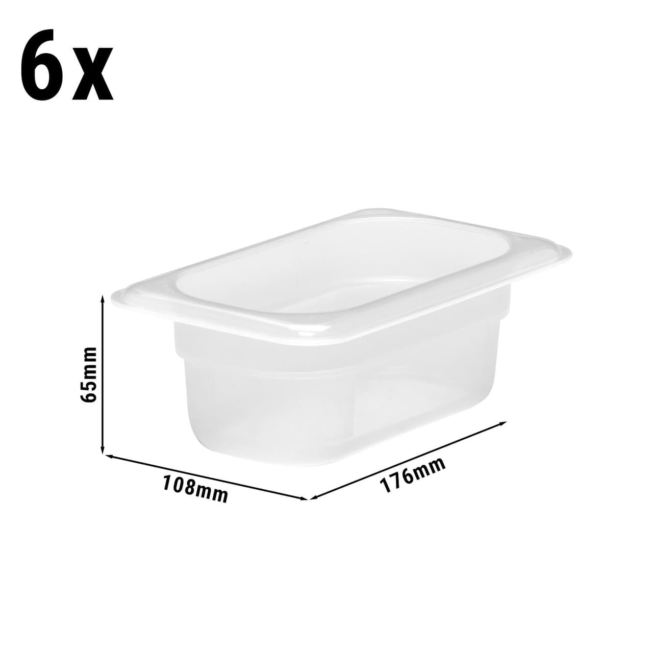 (6 Stück) CAMBRO | CAMWEAR® -  Polypropylen GN 1/9 Behälter - milchig - Tiefe: 65mm