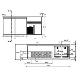 Biertheke Premium PLUS - 1950x700mm - 1 Tür & 2 Schubladen