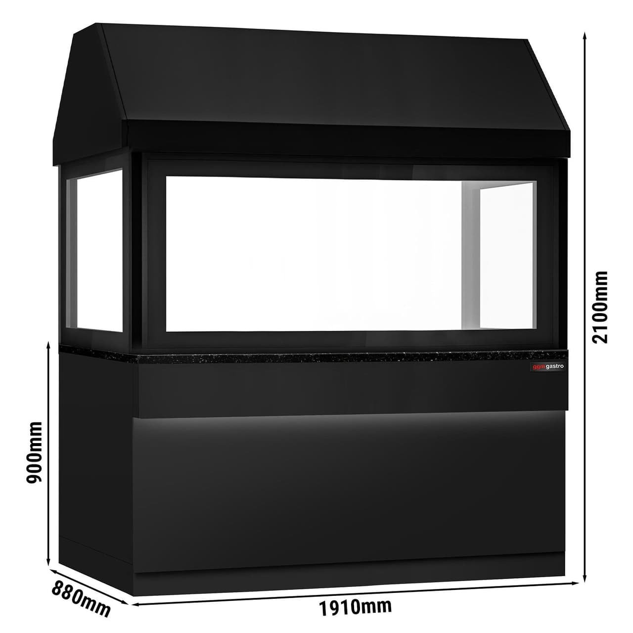 Neutralelement für Holzkohlegrills TORONTO - 1900mm - schwarze Front - schwarze Granit-Arbeitsplatte