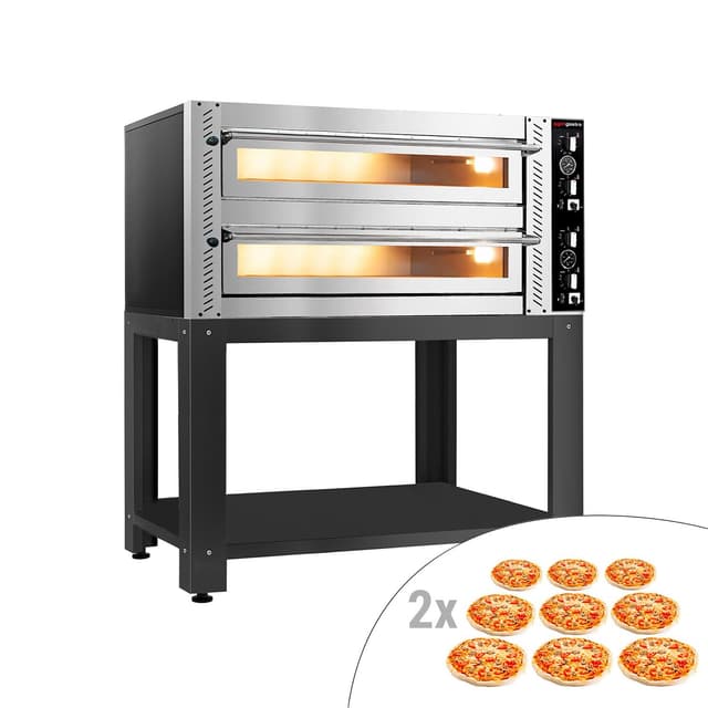 Elektro Pizzaofen - 6+6x 30cm (Breit) - Manuell - inkl. Untergestell