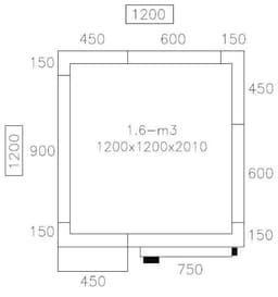 Tiefkühlzelle - 1200x1200mm - 1,6m³ - inkl. Tiefkühlaggregat & Lamellen