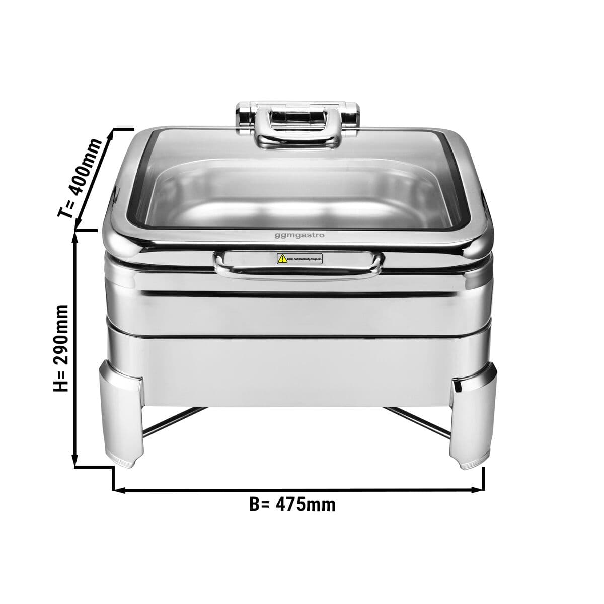 Edelstahl Chafing Dish - 5,5 Liter - GN 2/3 - mit Soft-Close-Glasdeckel