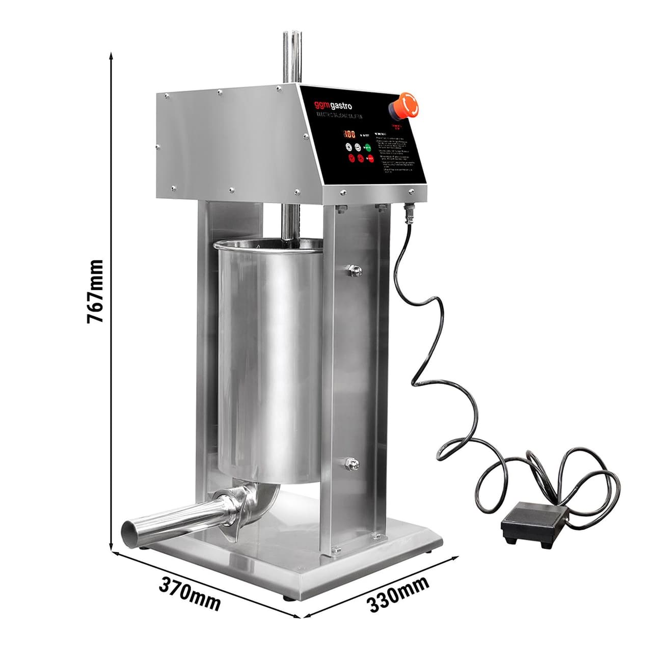 Elektrischer Wurstfüller & Churromaschine - 15 Liter - 90 Watt - Edelstahl - inkl. 4 Wurstfüller- & 3 Churro-Aufsätze