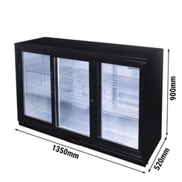 GASTRO-COOL | Barkühlschrank - 1350mm - 312 Liter - mit 3 Glasschiebetüren - Schwarz