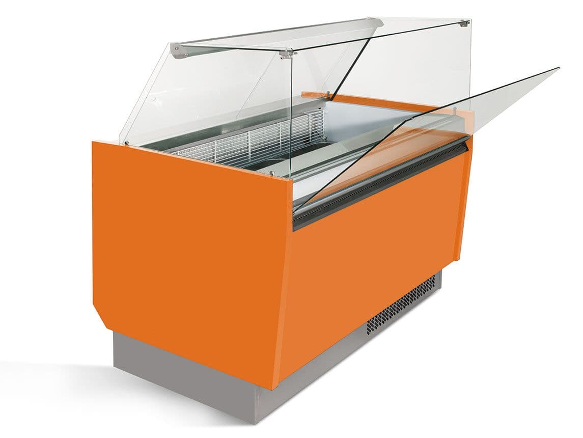 Eistheke LIAM - 1310mm - Statisch - für 10+10x 5 Liter Eisbehälter - Orange