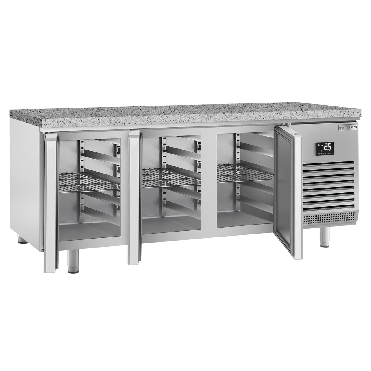 Bäckereikühltisch Premium PLUS - 2185x800mm - mit Durchreiche & Granitarbeitsplatte