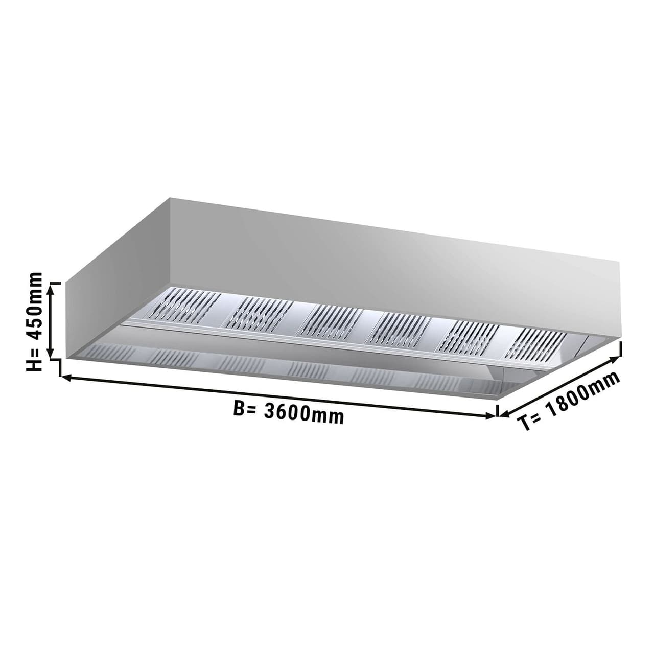 Induktions-Deckenhaube - 3600mm - mit Filter