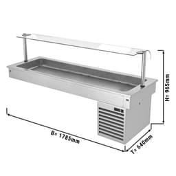 Einbau Kühlwanne - 1,8m - +2 ~ +8 °C - 5x GN 1/1 - mit Glas-Hustenschutz