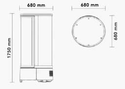 Panoramavitrine - 360 Liter - 680mm - 4 Ablagen - Schwarz