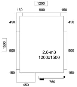 Edelstahl Kühlzelle - 1200x1500mm - 2,6m³ - inkl. Kühlaggregat