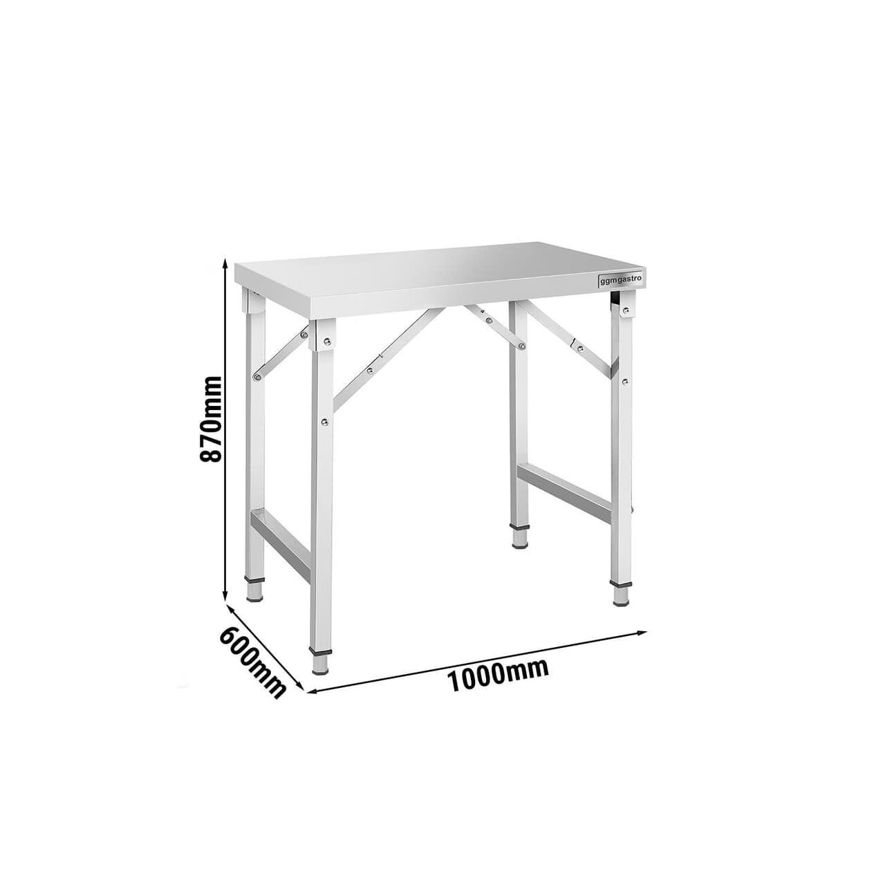 Edelstahl Arbeitstisch - klappbar - 1000x600mm