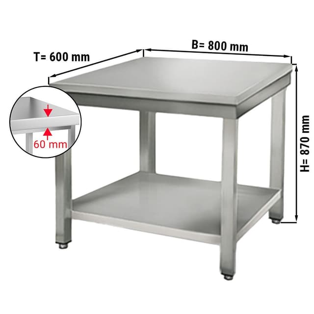 Edelstahl Arbeitstisch ECO - 800x600mm - mit Grundboden ohne Aufkantung