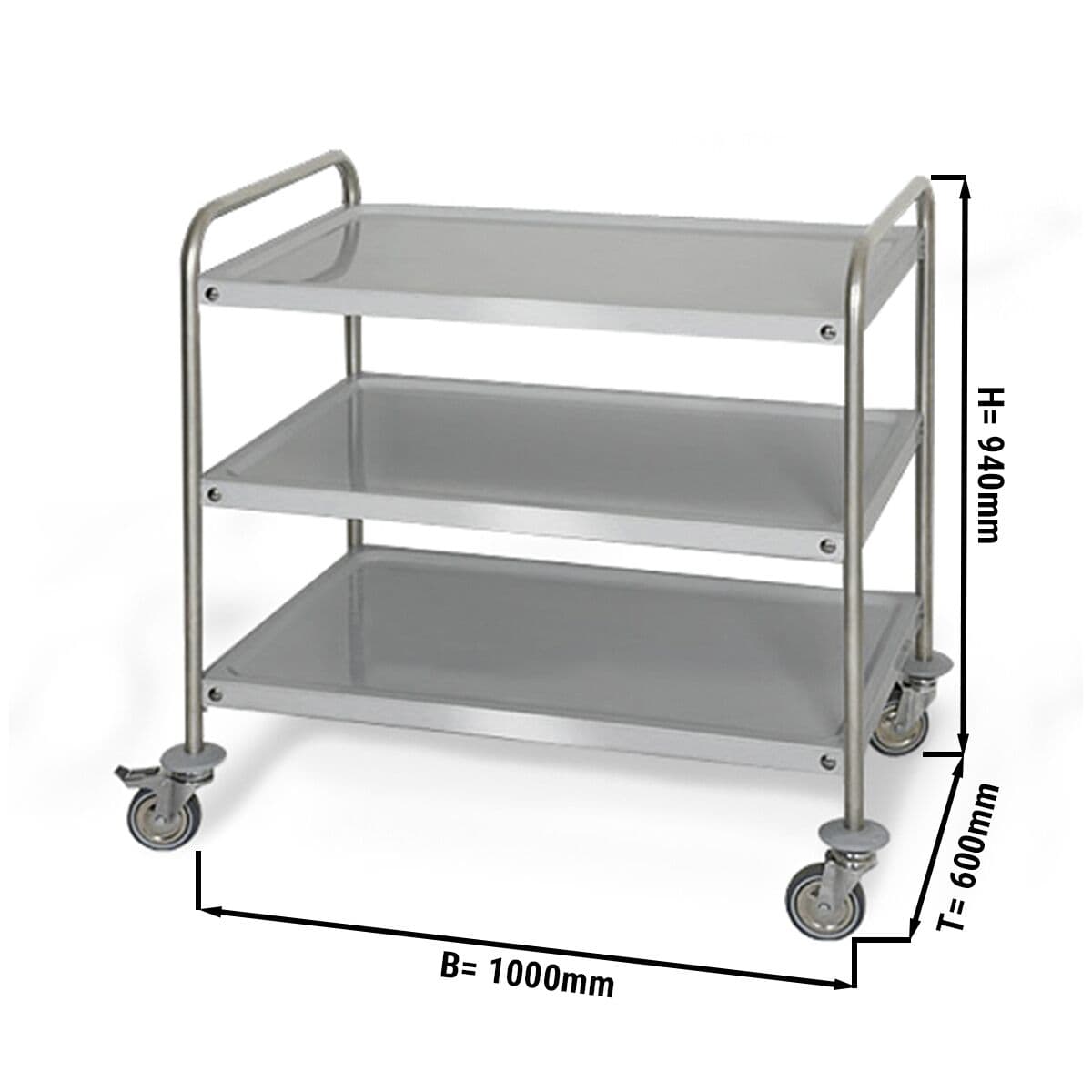 Servierwagen - 1000x600mm - mit 3 Abstellflächen