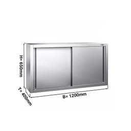 Edelstahl Wandhängeschrank PREMIUM - 1200x400mm - mit Schiebetür - 650mm hoch