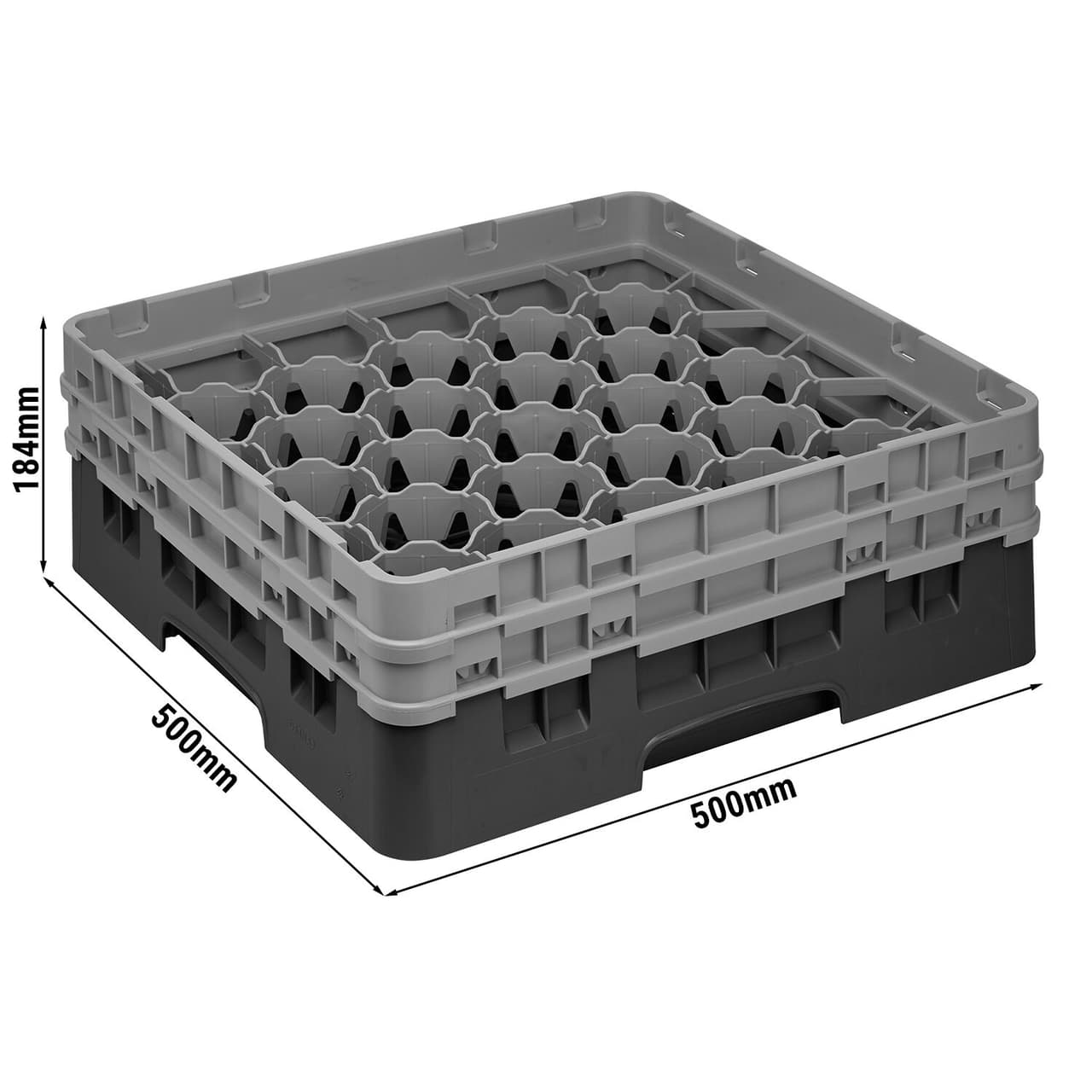 CAMBRO | CAMRACK® - Gläserspülkorb 1/1 - 30 Fächer - mit 2 Extender - 500x500mm - Schwarz