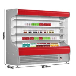 Wandkühlregal - 2520mm - mit 4 Ablagen - Frondblende Rot