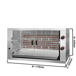 Elektro Hähnchengrill - 9,6kW - mit 2 Spießen für bis zu 12 Hähnchen